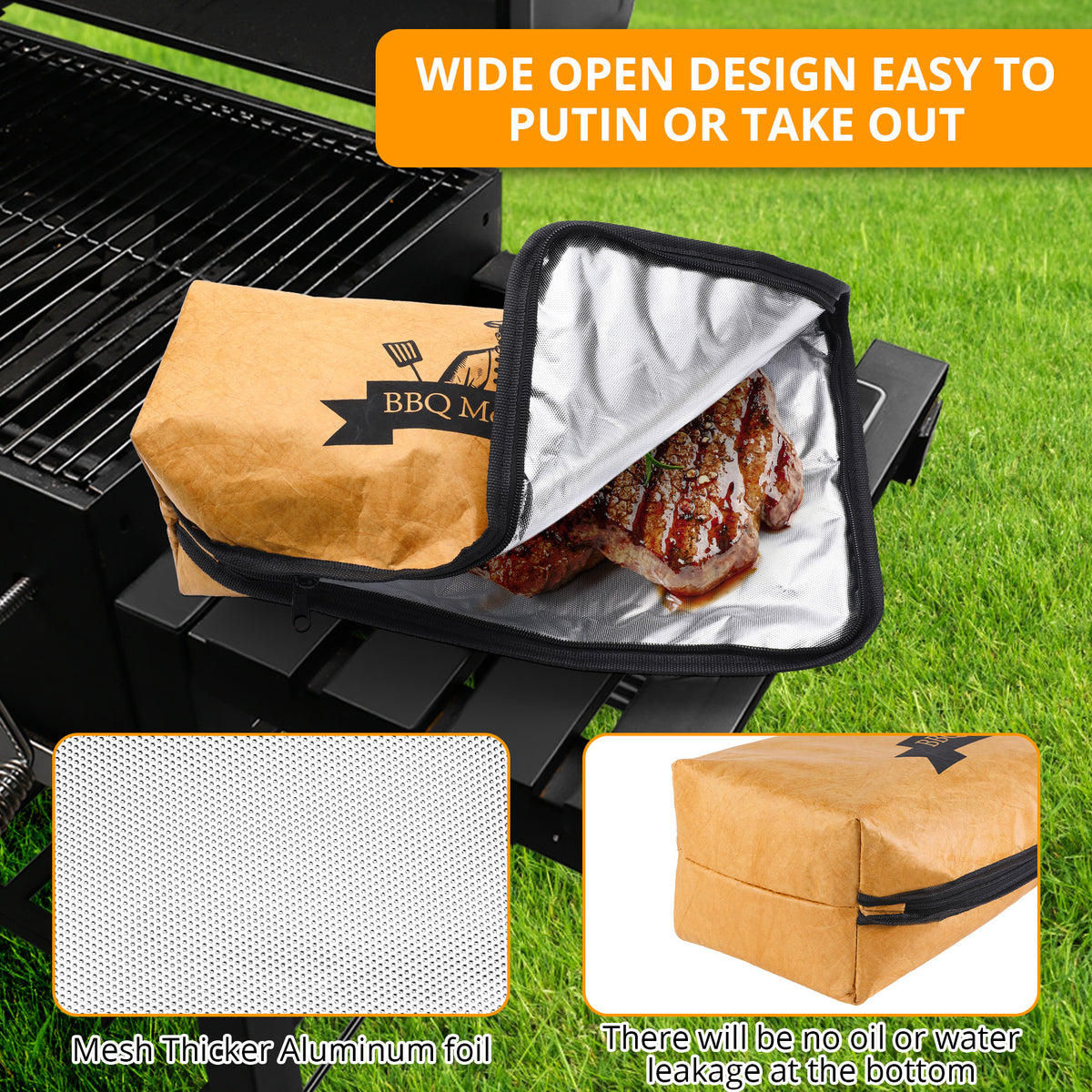 Cross-border DuPont Paper Barbecue Meat Resting Bag, Insulated Aluminum Foil Reusable Self-sealing Packaging Bag