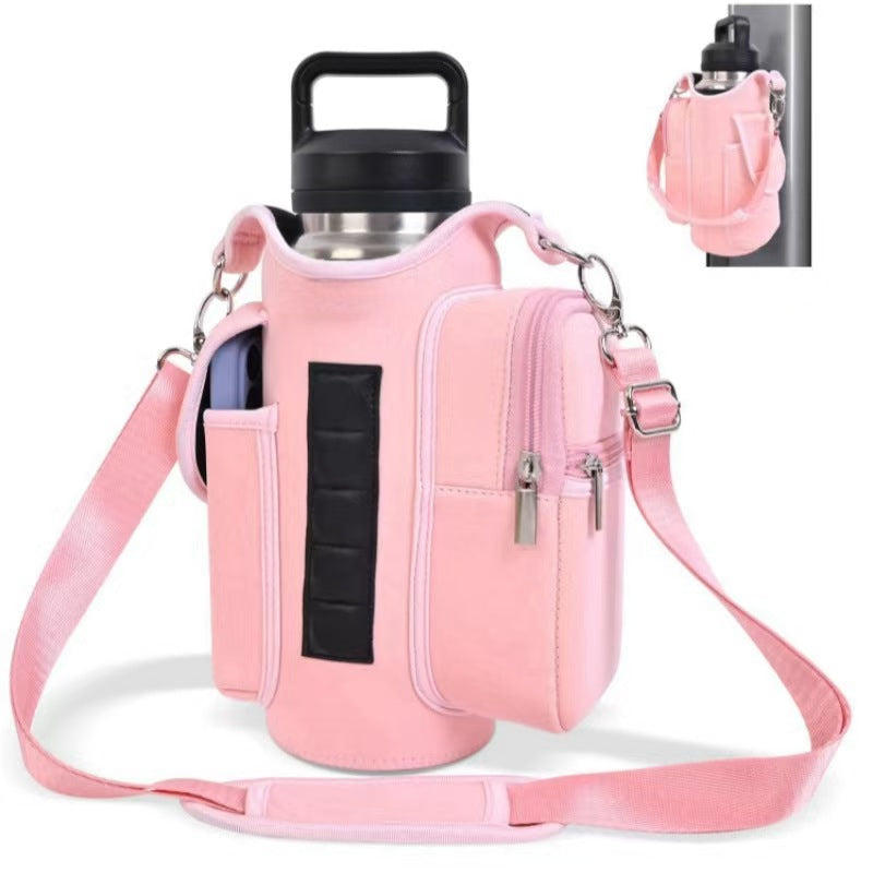 Fitness Magnetic Sports Water Bottle Bag Cup Sleeve, Diving Material, Portable Insulated Crossbody, Large Capacity Cup Sleeve