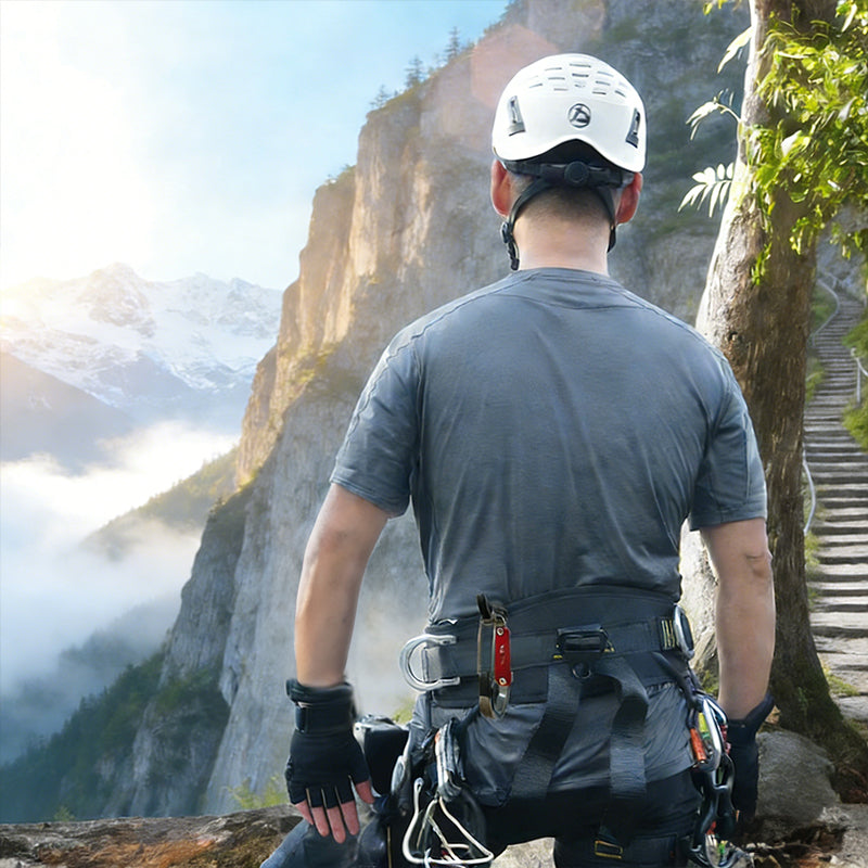 Arborist Climbing Harness with Quickdraw Carabiners for Rock Climbing & High-Altitude Rescue