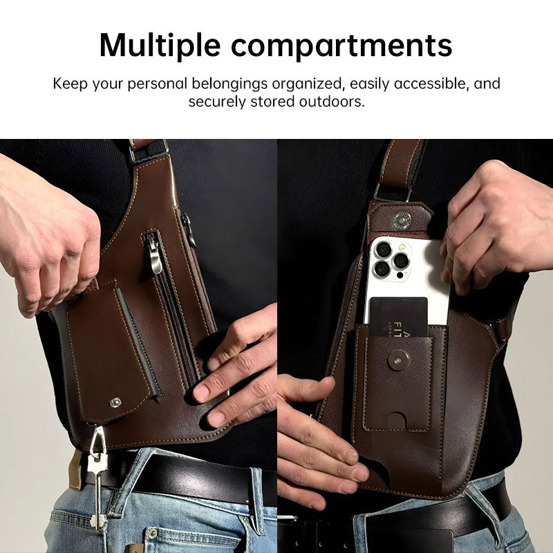 Anti-Theft PU Leather Underarm Bag - Crossbody Chest Sling Bag with Hidden Pocket & Adjustable Strap